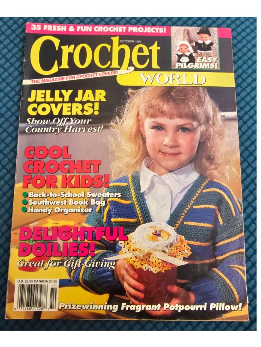 Crochet World October 1993 Back to School Thanksgiving Holiday Gifts 35 Projects